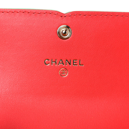 Chanel Caviar Quilted Small Filigree Flap Card Holder Red Green Yellow 5 of 7