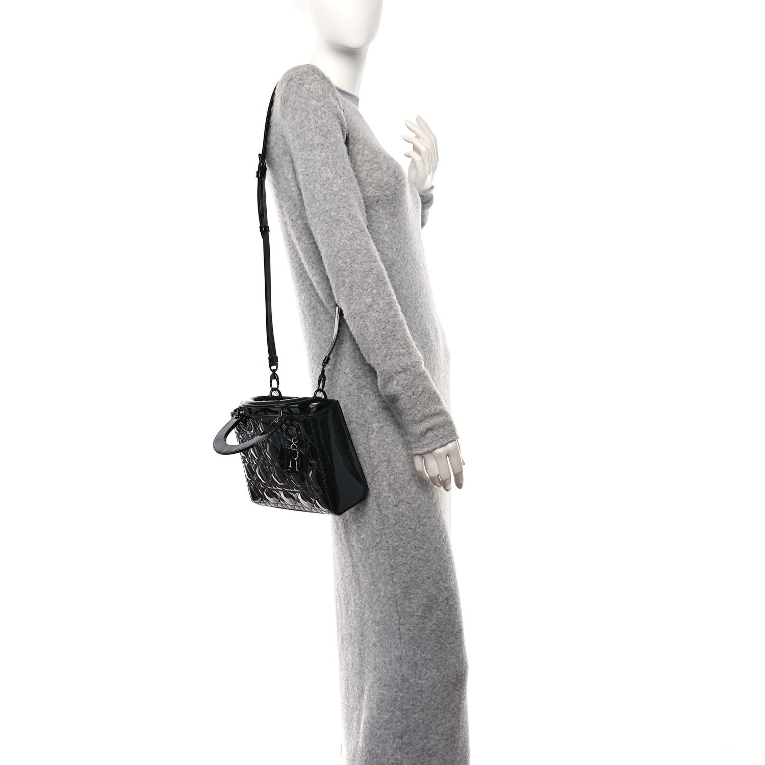 Christian Dior Ultraglossy Patent Cannage Medium Lady Dior Black 2 of 10