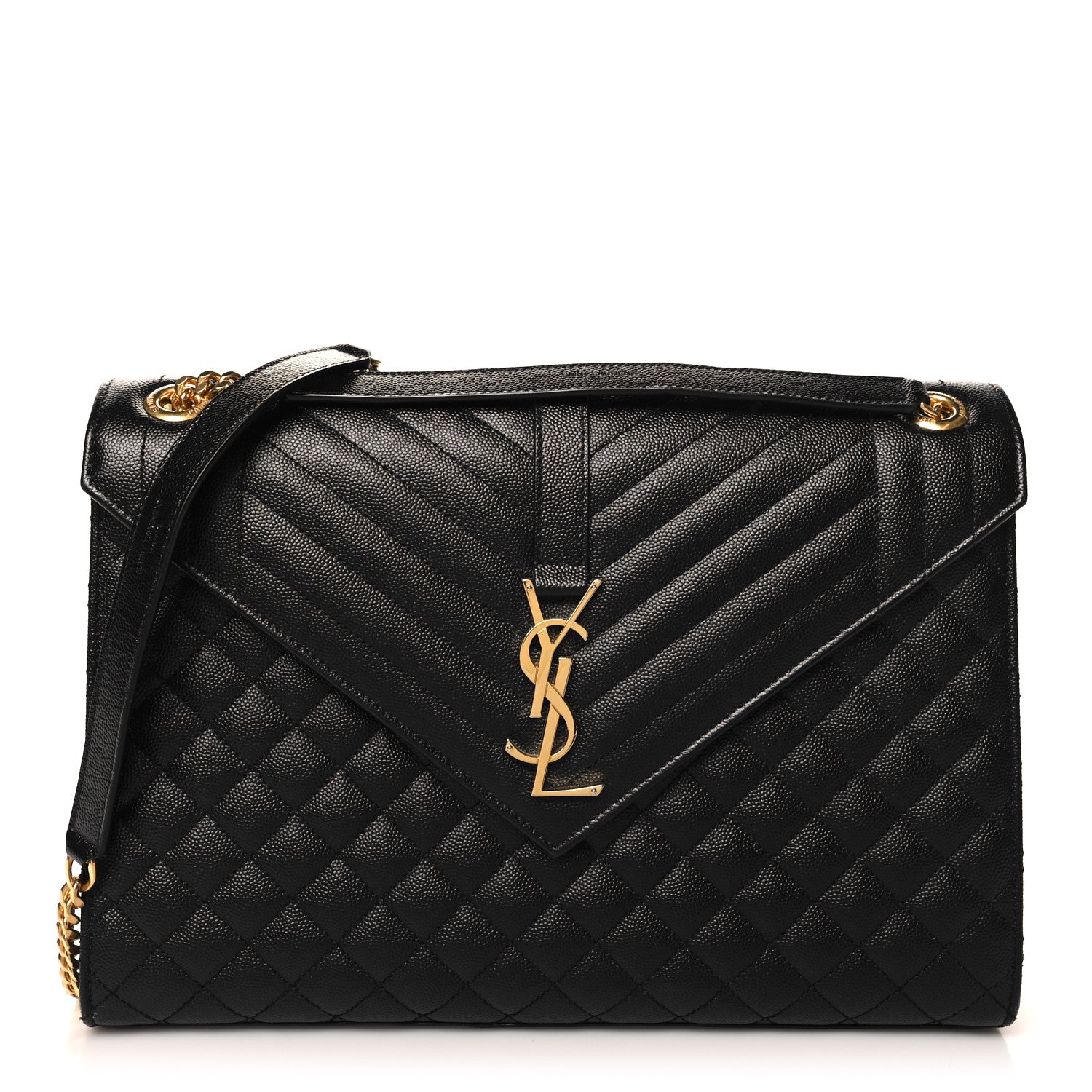 Saint Laurent Grain De Poudre Textured Mixed Matelasse Large Triquilt Monogram Satchel Black 1 of 9