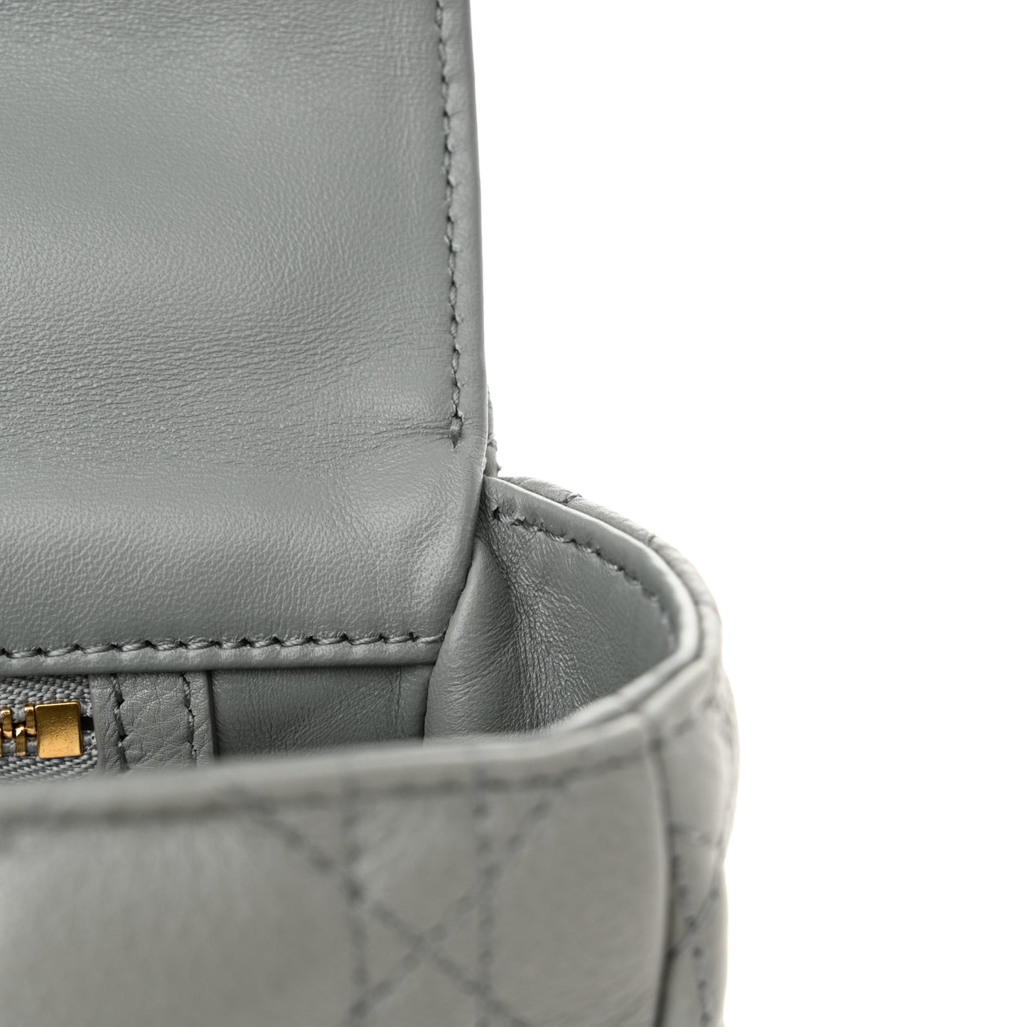 Calfskin Cannage Medium Caro Bag Ethereal Grey