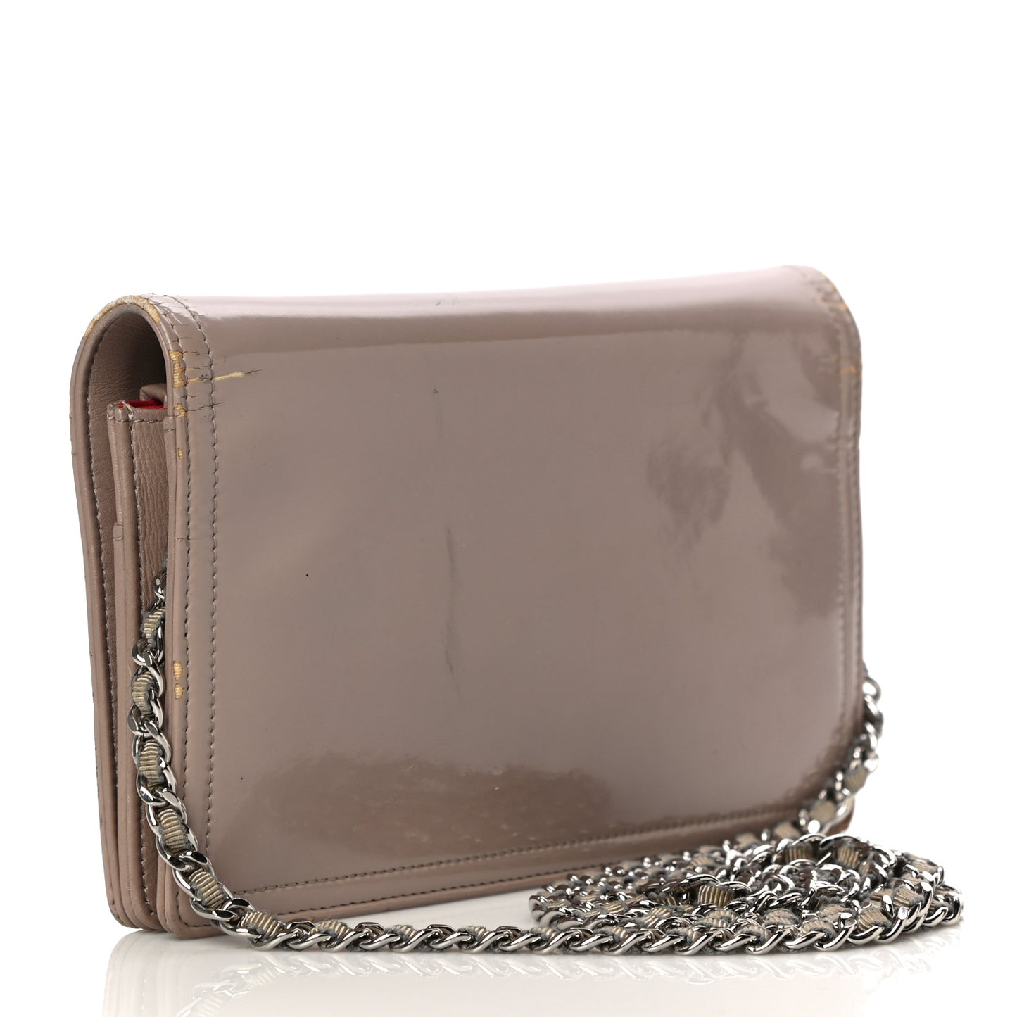 Vinyl Lipstick Wallet On Chain WOC Beige
