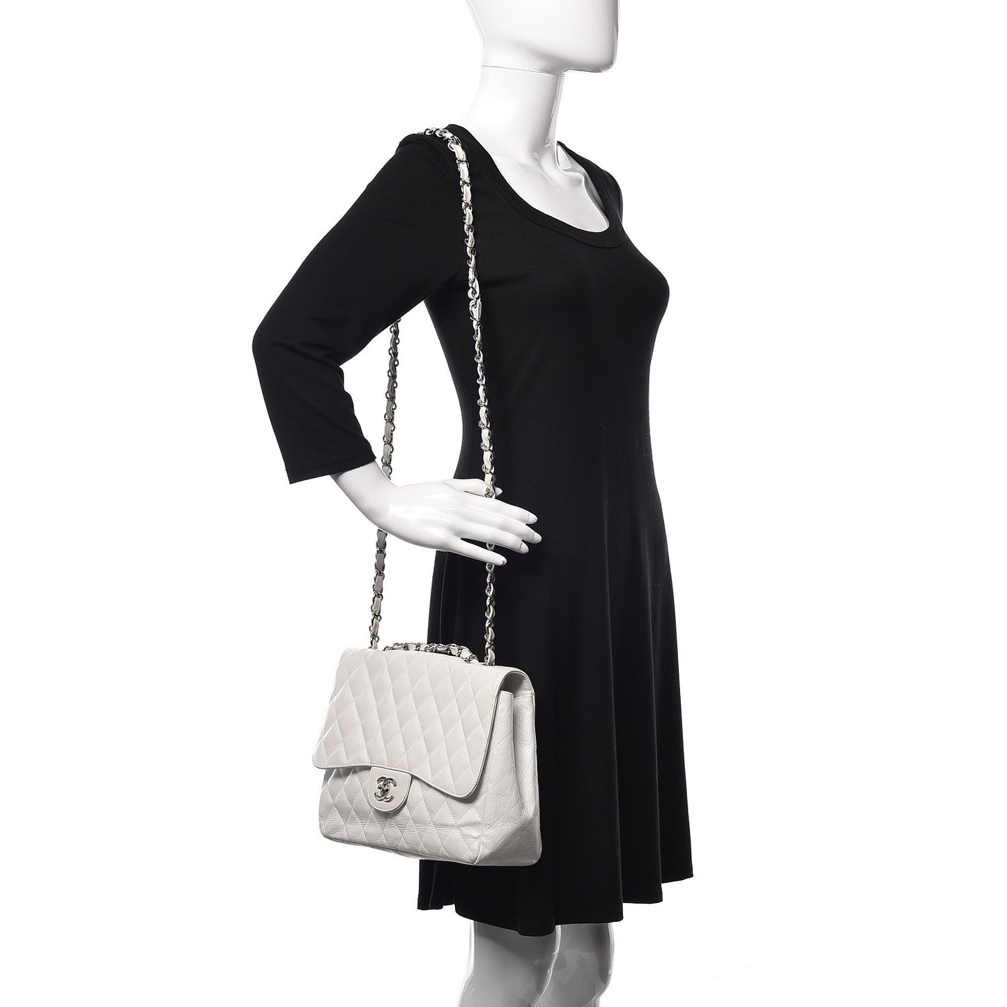 Caviar Quilted Jumbo Single Flap White