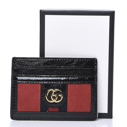Gucci Suede Patent Ophidia Card Holder Hibiscus Red Black 7 of 7