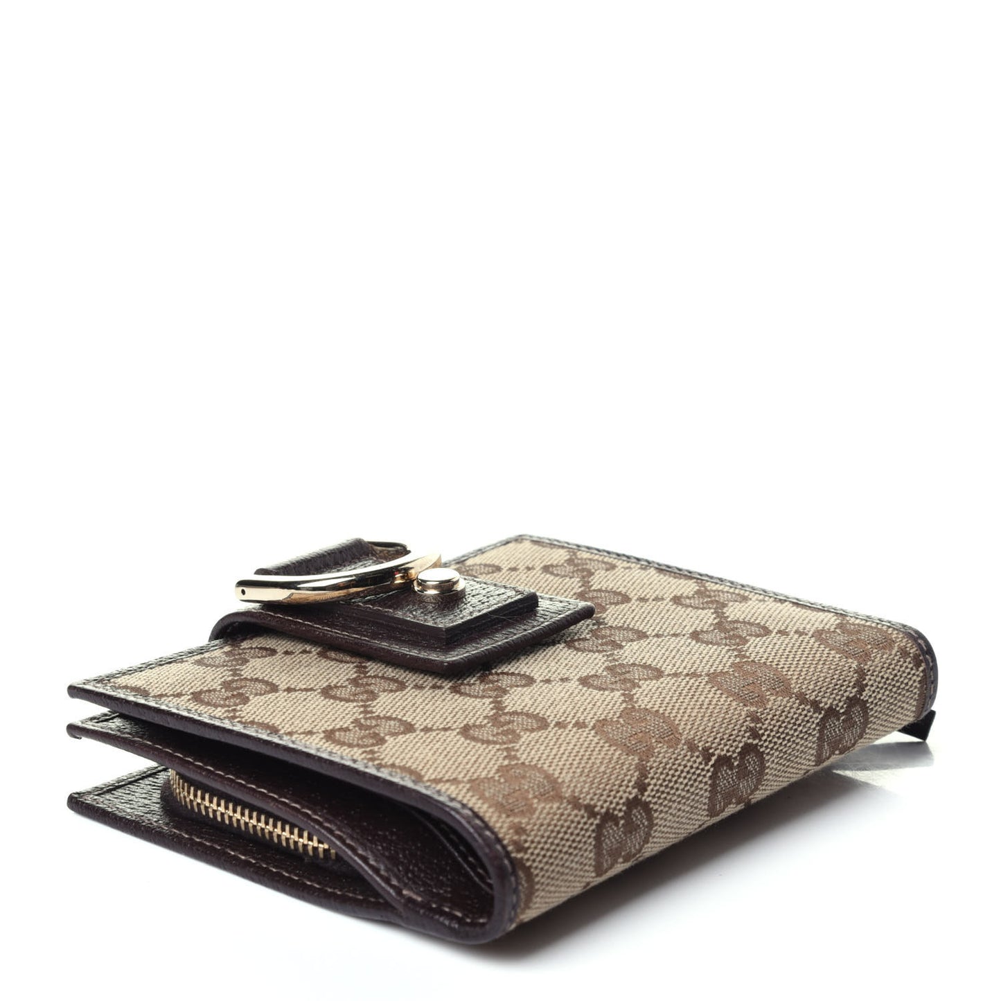 Monogram D Ring Compact Wallet Dark Brown