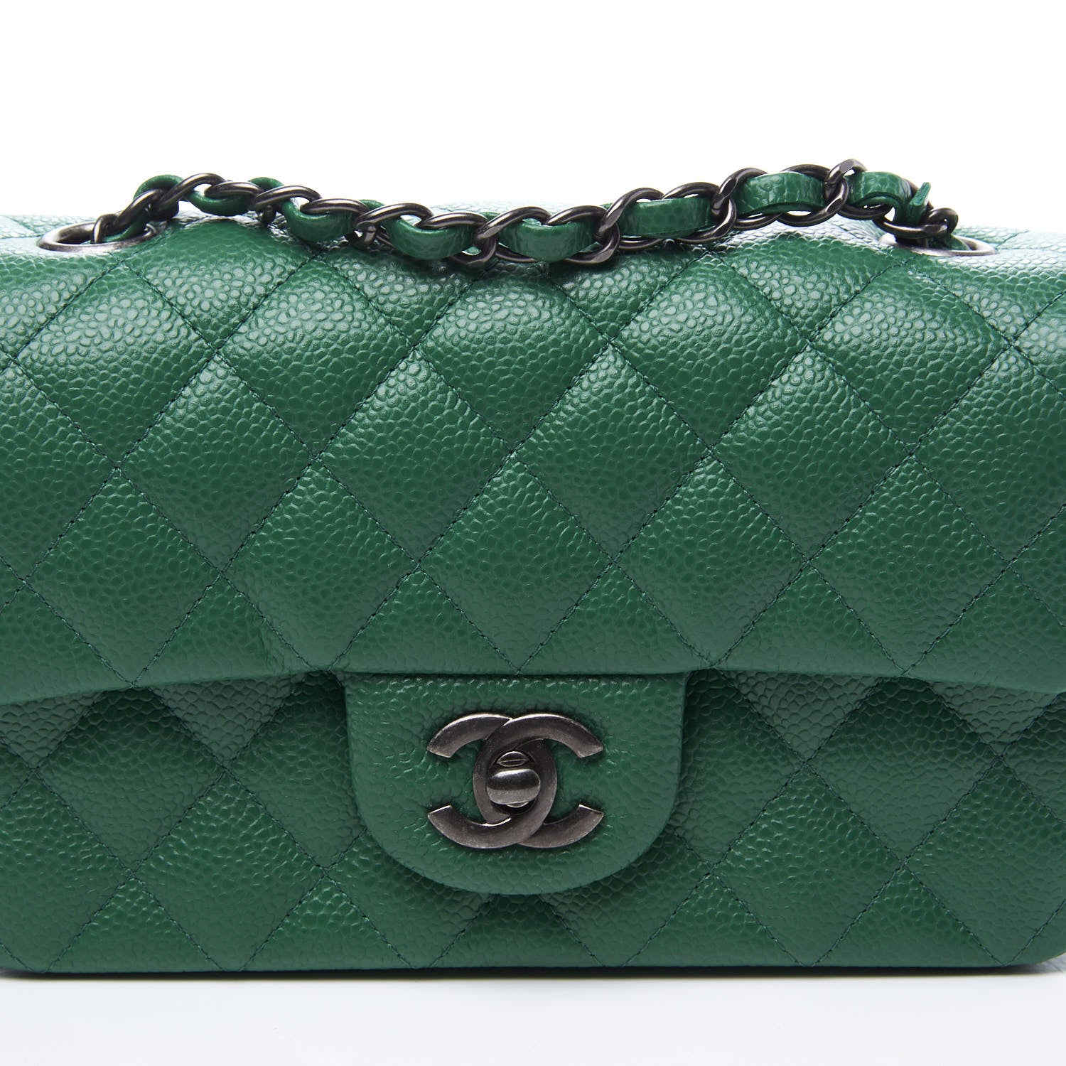 Chanel Caviar Quilted Mini Rectangular Flap Green 9 of 10