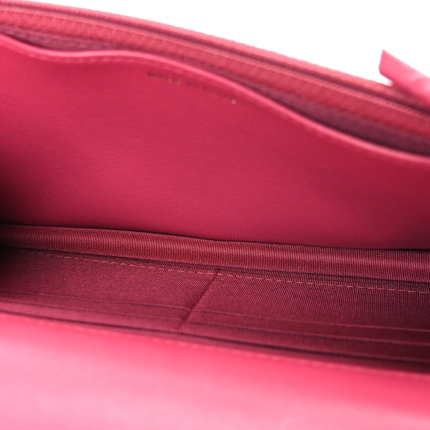 Lambskin Chevron Quilted Trendy CC Wallet On Chain WOC Dark Pink