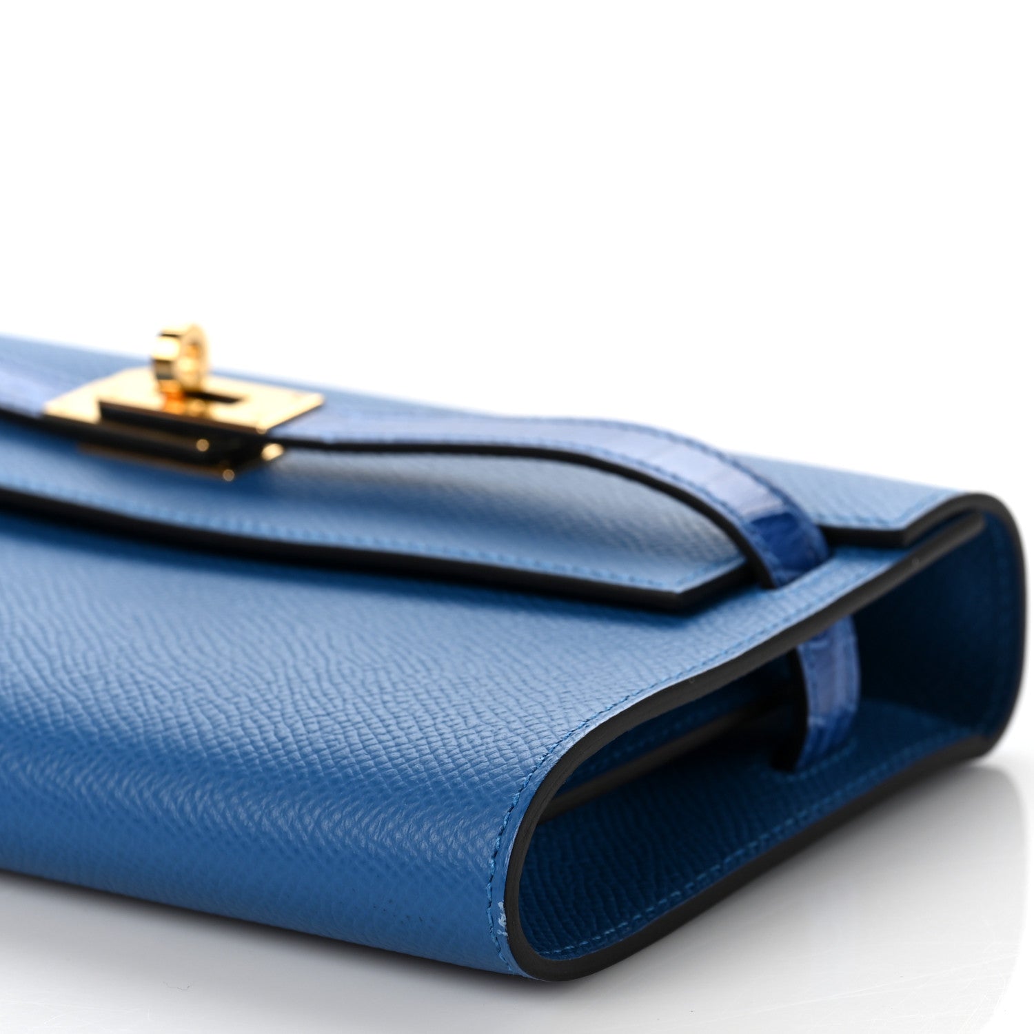 Hermes Epsom Shiny Alligator Touch Kelly Wallet To Go Mykonos Bleu Zellige 8 of 8