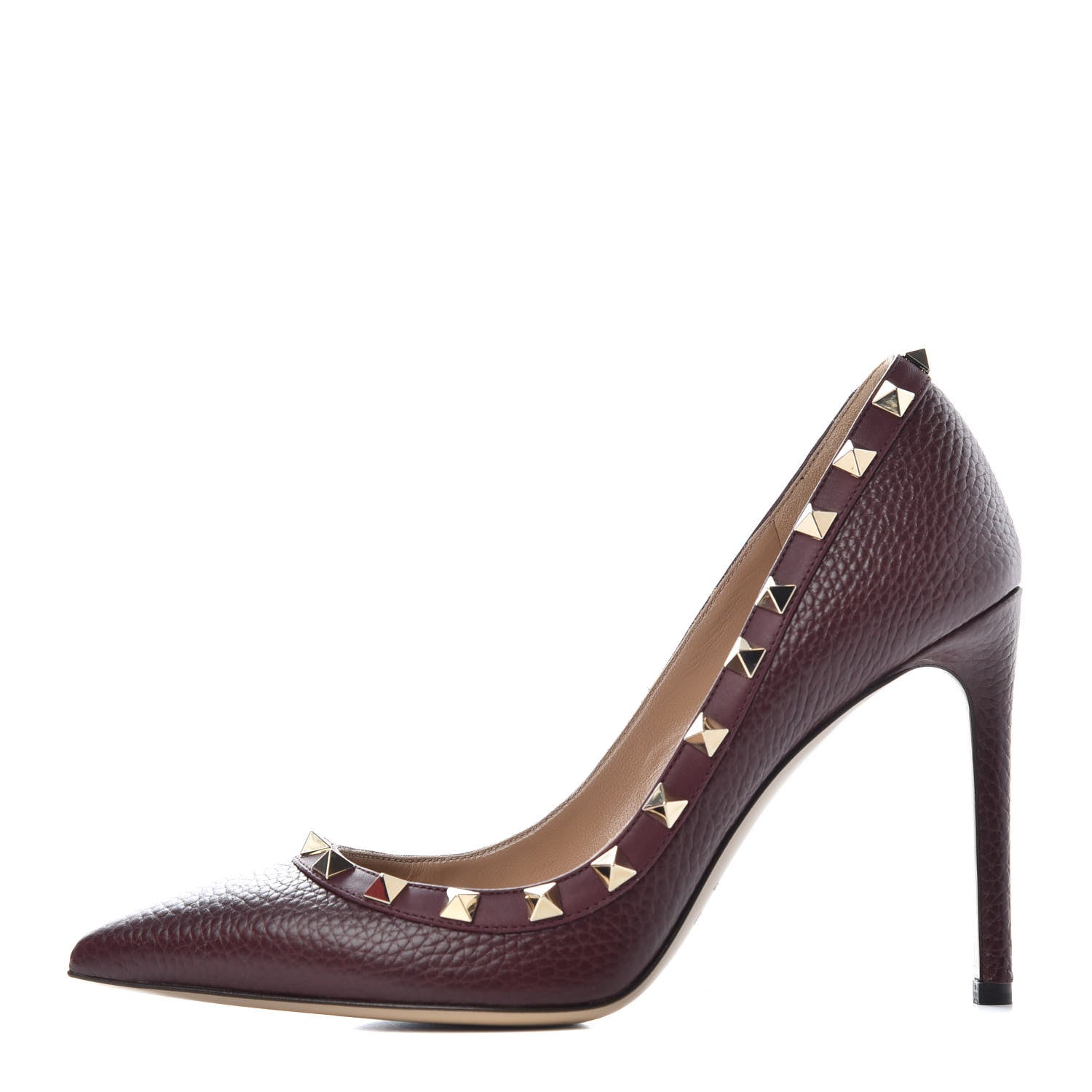 Valentino Garavani Pebbled Calfskin Rockstud 100mm Pumps 36.5 Rubin 1 of 10