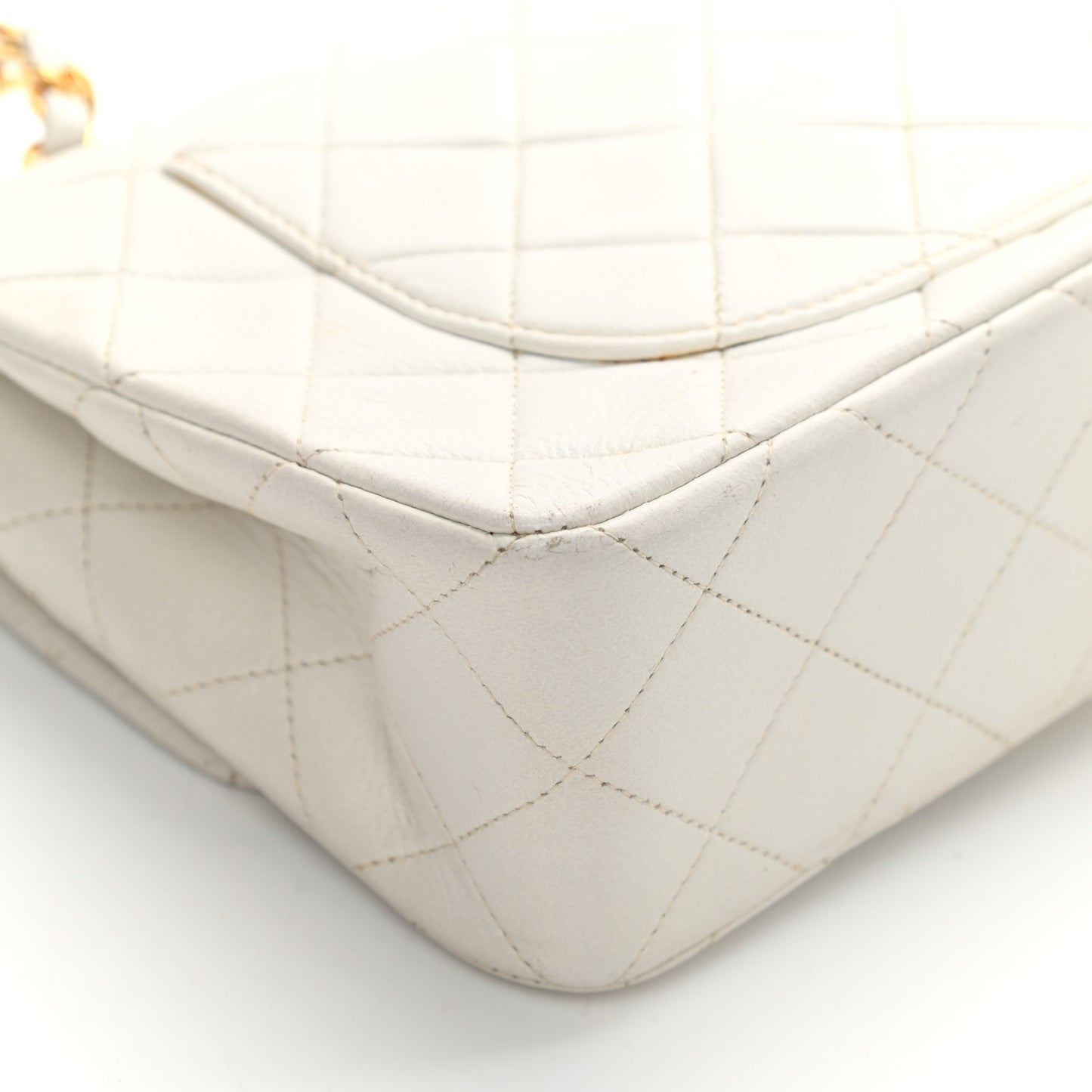 Lambskin Quilted Small Double Flap White
