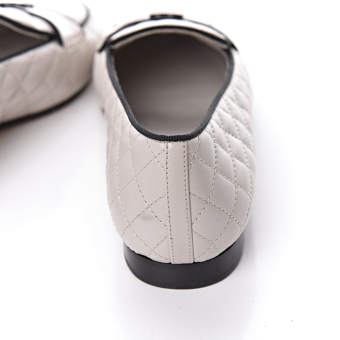 Lambskin Quilted CC Loafers 38.5 Light Grey