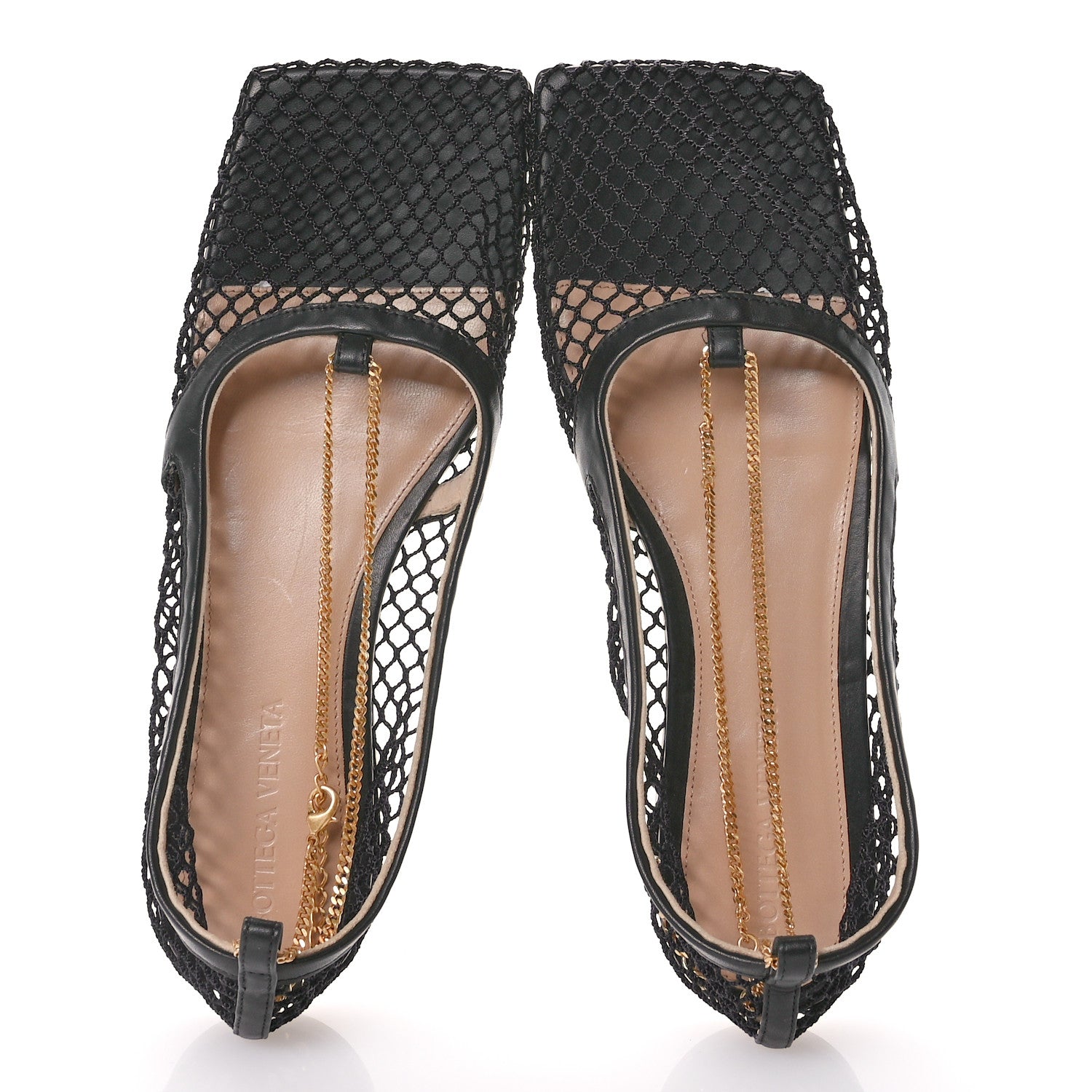 Bottega Veneta Mesh Nappa Chunky Chain Stretch Ballerina Flats 36