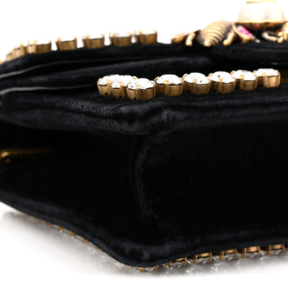 Gucci Velvet Crystal Mini Bee Broadway Shoulder Bag Black 9 of 10