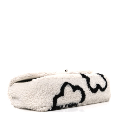 Chanel Wool Shearling Medium Single Flap White Black 4 of 11