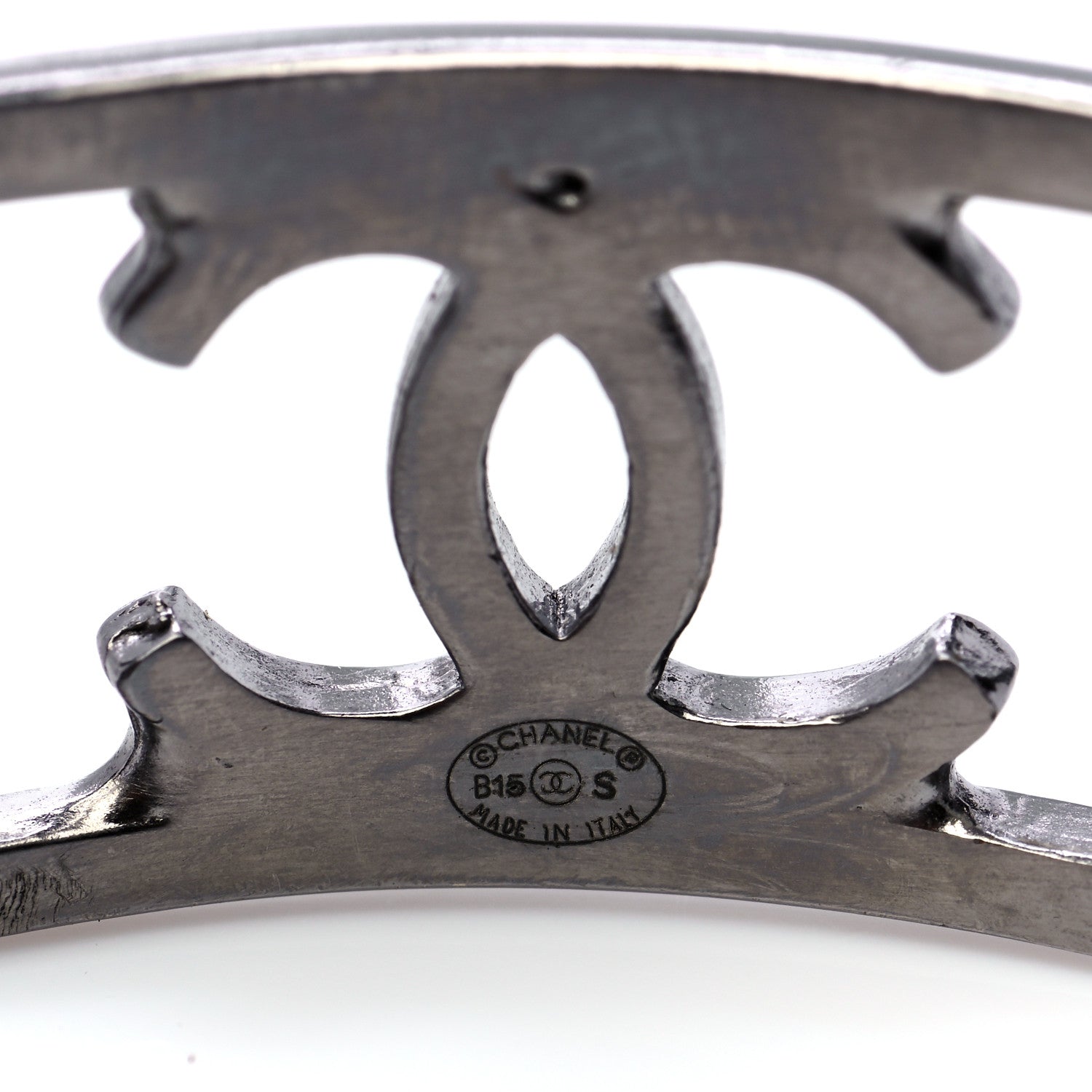 Chanel Metal Logo Cuff Silver 5 of 5