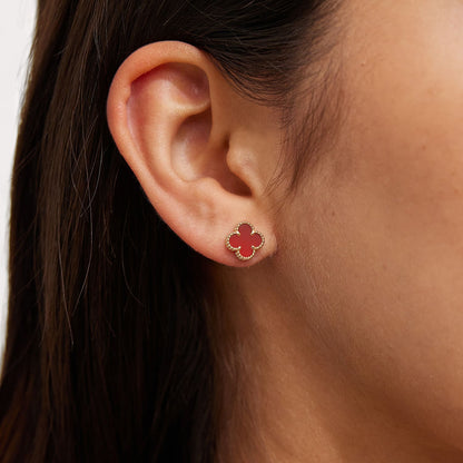 Van Cleef & Arpels 18K Rose Gold Carnelian Sweet Alhambra Earrings 3 of 6