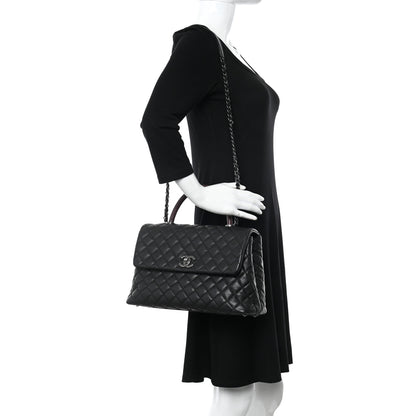 Chanel Caviar Lizard Quilted Medium Coco Handle Flap Black 2 of 14