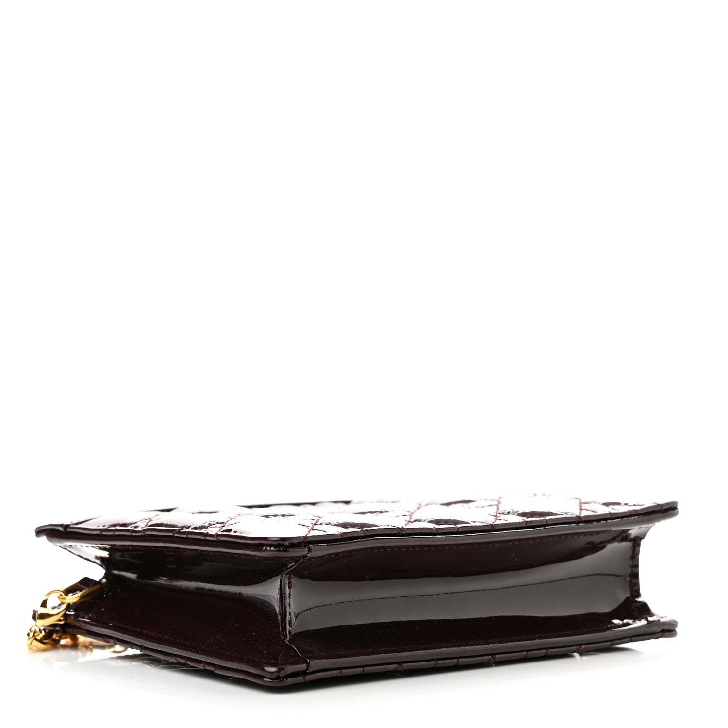 Christian Dior Patent Cannage Caro Zipped Pouch With Chain Amaranth 4 of 12