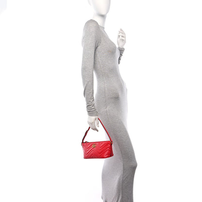 Gucci Calfskin Matelasse Chevron GG Marmont Sling Shoulder Bag Rosso 2 of 11