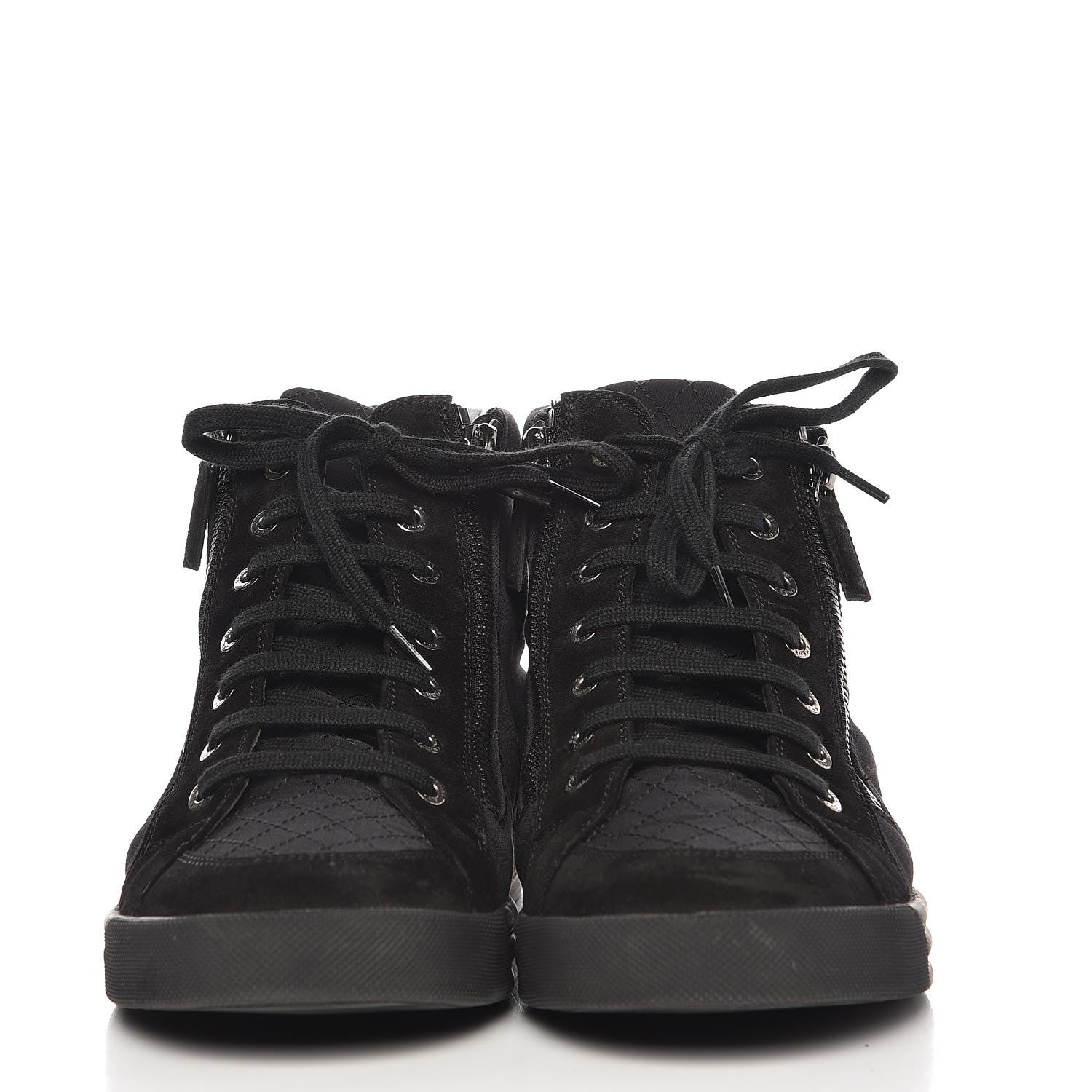 Chanel Canvas Suede Calfskin Zipped Sneakers 42 Black 2 of 10
