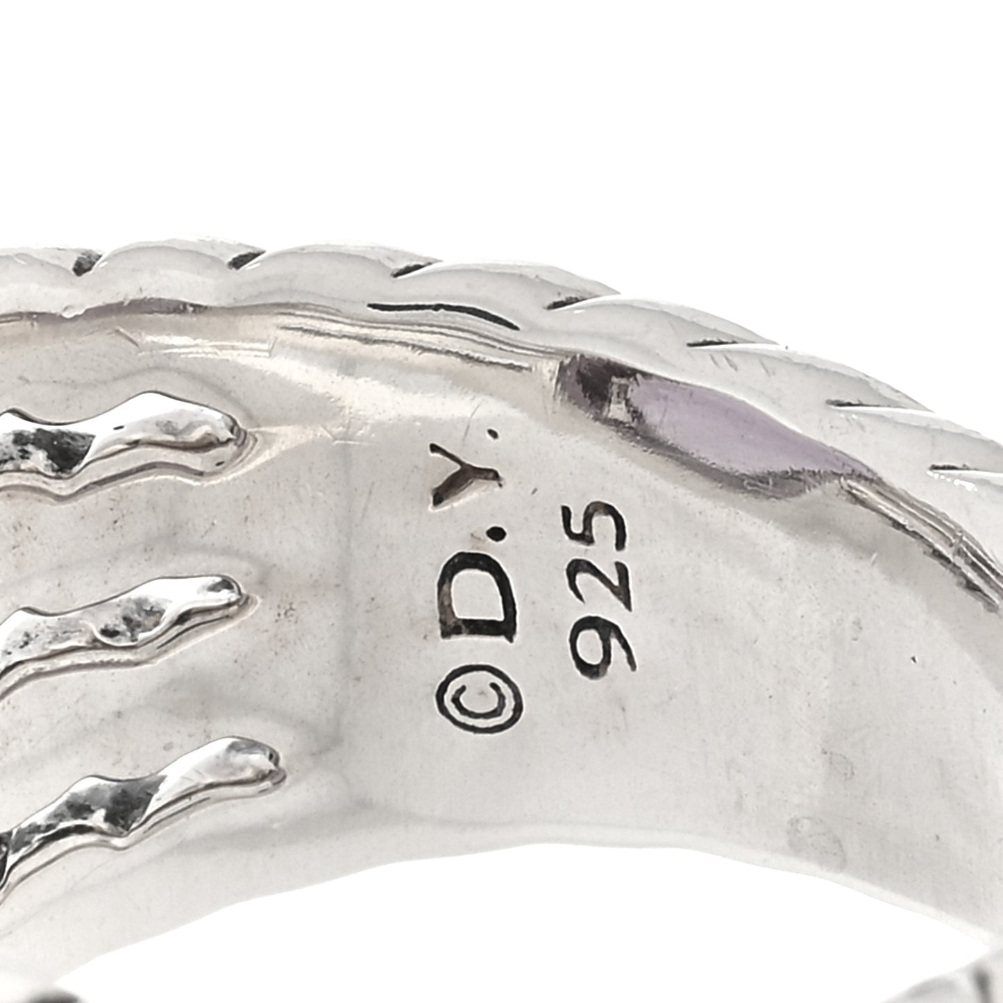 Sterling Silver Diamond Amethyst 16mm Wheaton Ring 51 5.75