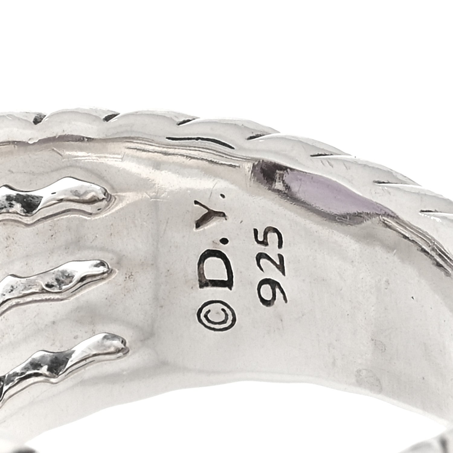 David Yurman Sterling Silver Diamond Amethyst 16mm Wheaton Ring 51 5.75 4 of 4