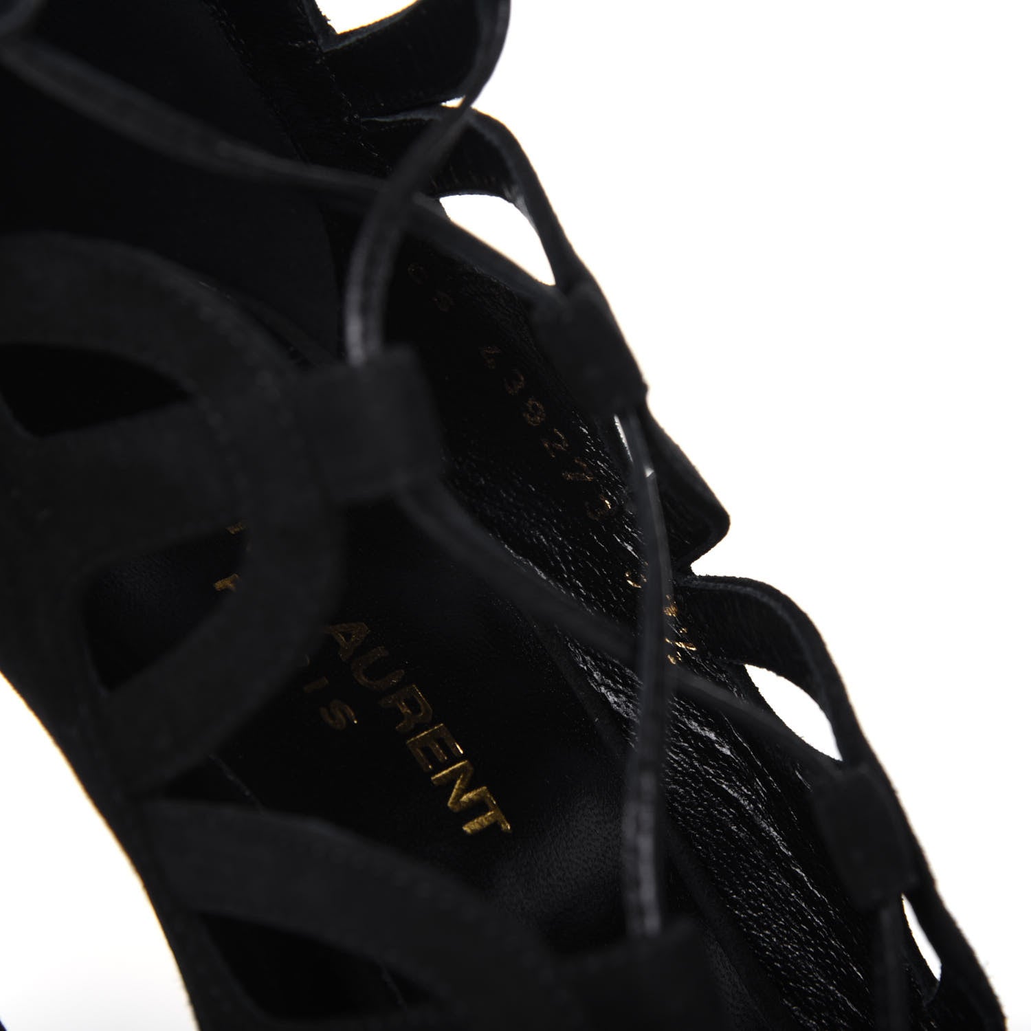 Saint Laurent Kid Scamosciato Tribute 105 Platform Sandals 37.5 Black 8 of 9