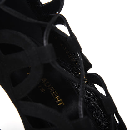 Saint Laurent Kid Scamosciato Tribute 105 Platform Sandals 37.5 Black 8 of 9