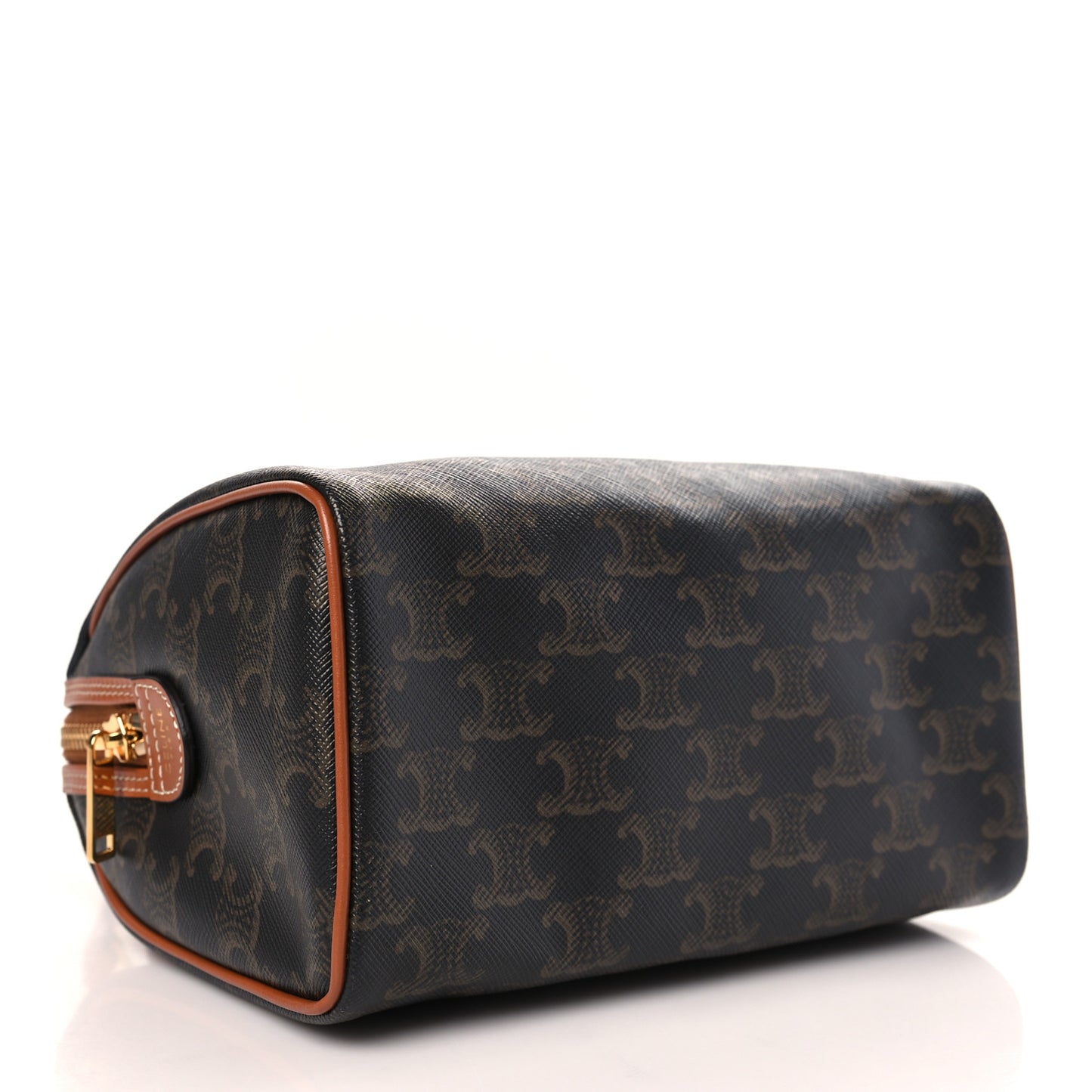 Triomphe Canvas Calfskin Small Boston Bag Tan
