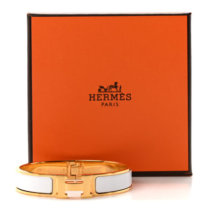 Hermes Enamel Narrow Clic Clac H Bracelet GM White 5 of 5