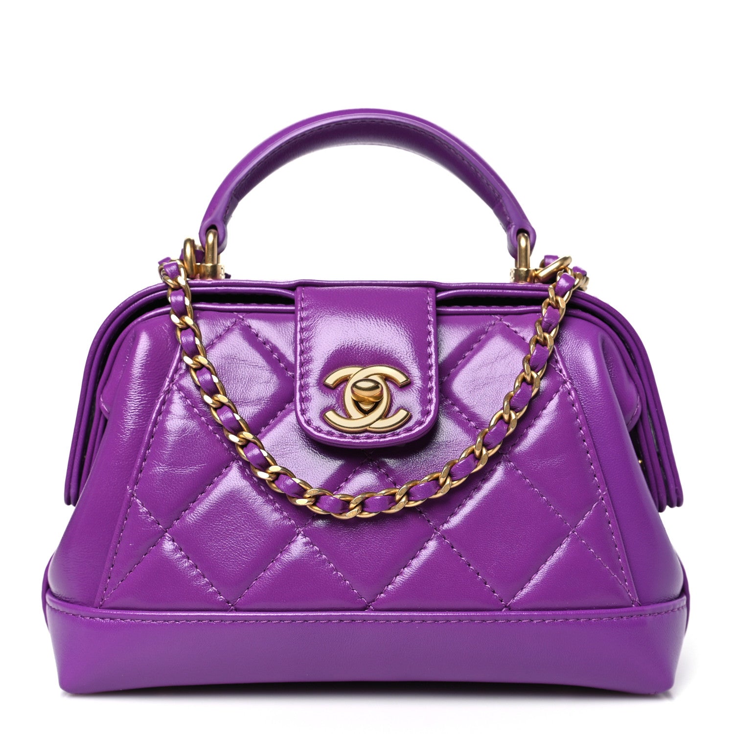 Chanel Shiny Lambskin Quilted Mini Cocodoc Top Handle Bag Purple 1 of 11