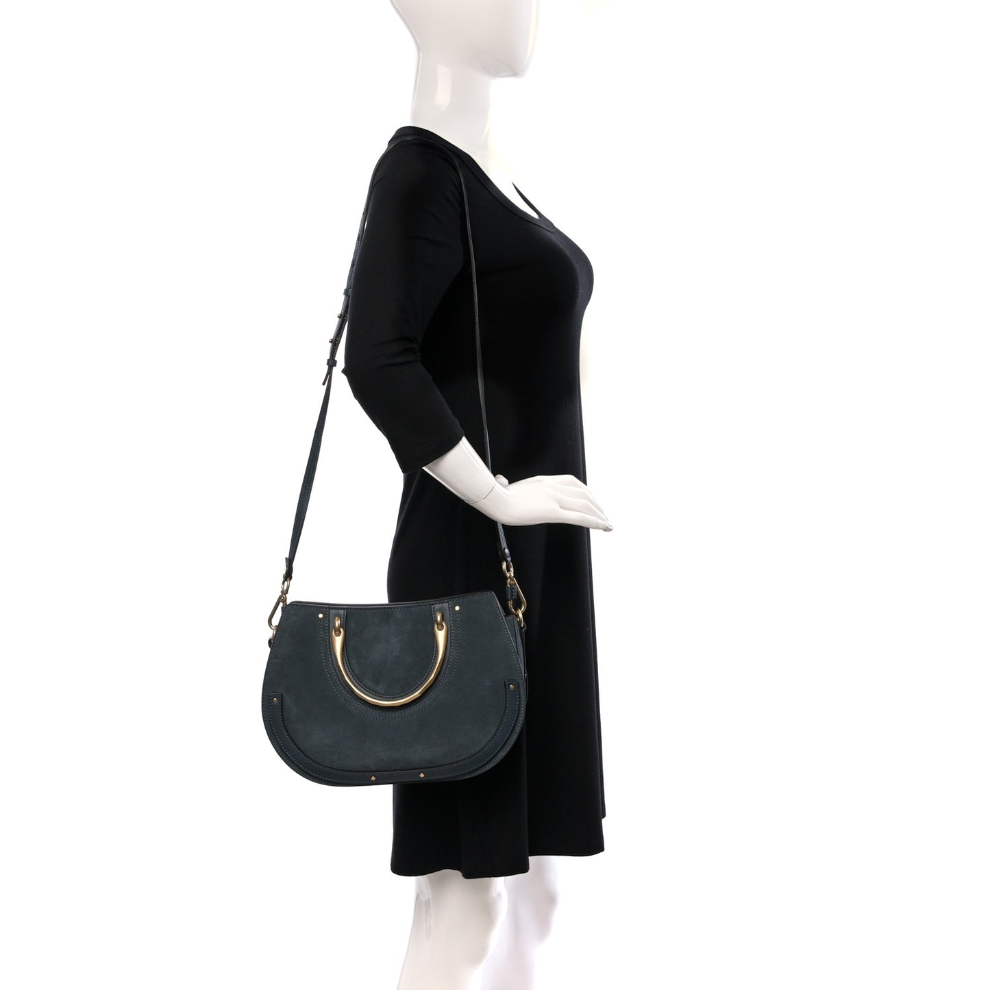 Calfskin Suede Medium Pixie Shoulder Bag Intense Green