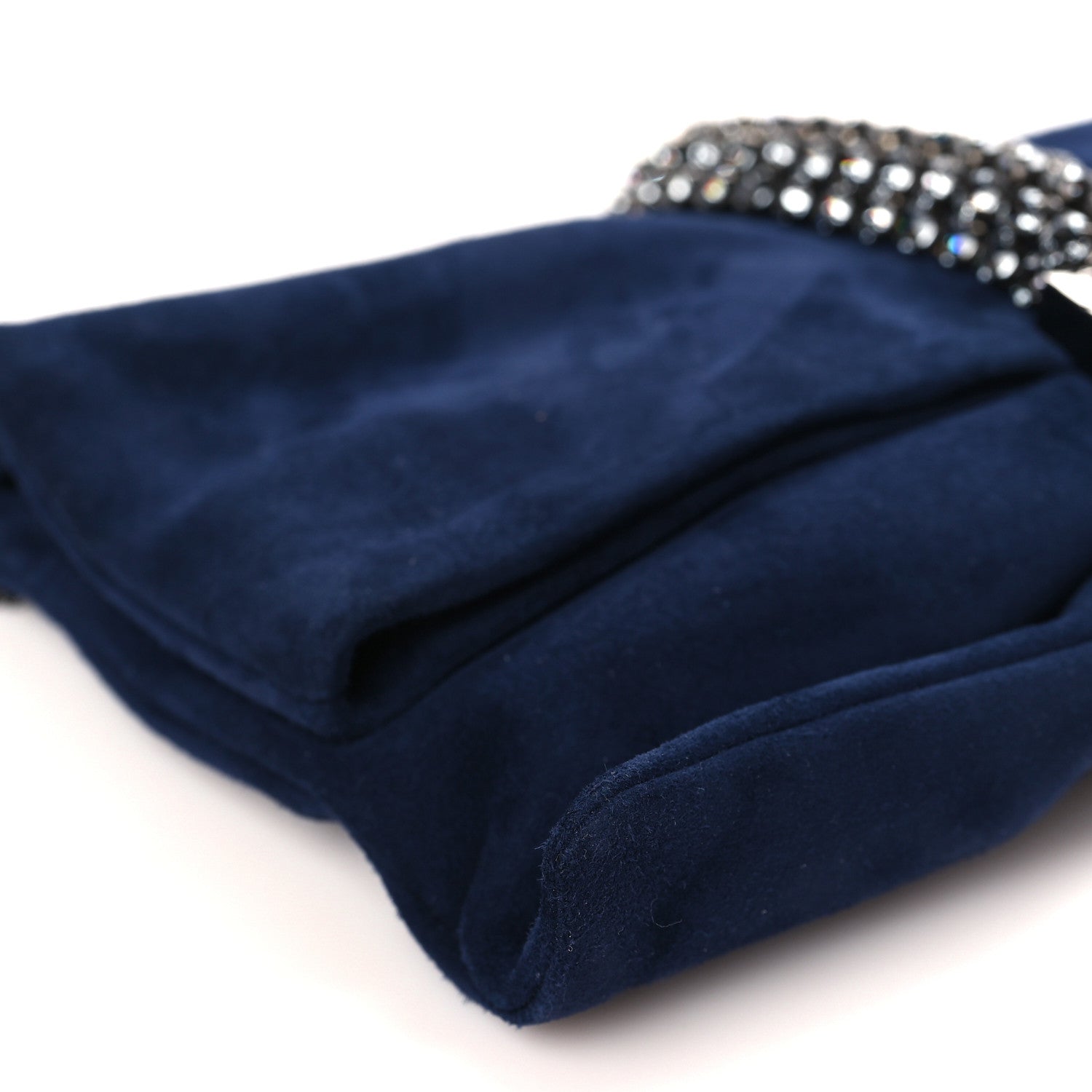 Jimmy Choo Suede Crystal Chandra Chain Clutch Navy 7 of 8