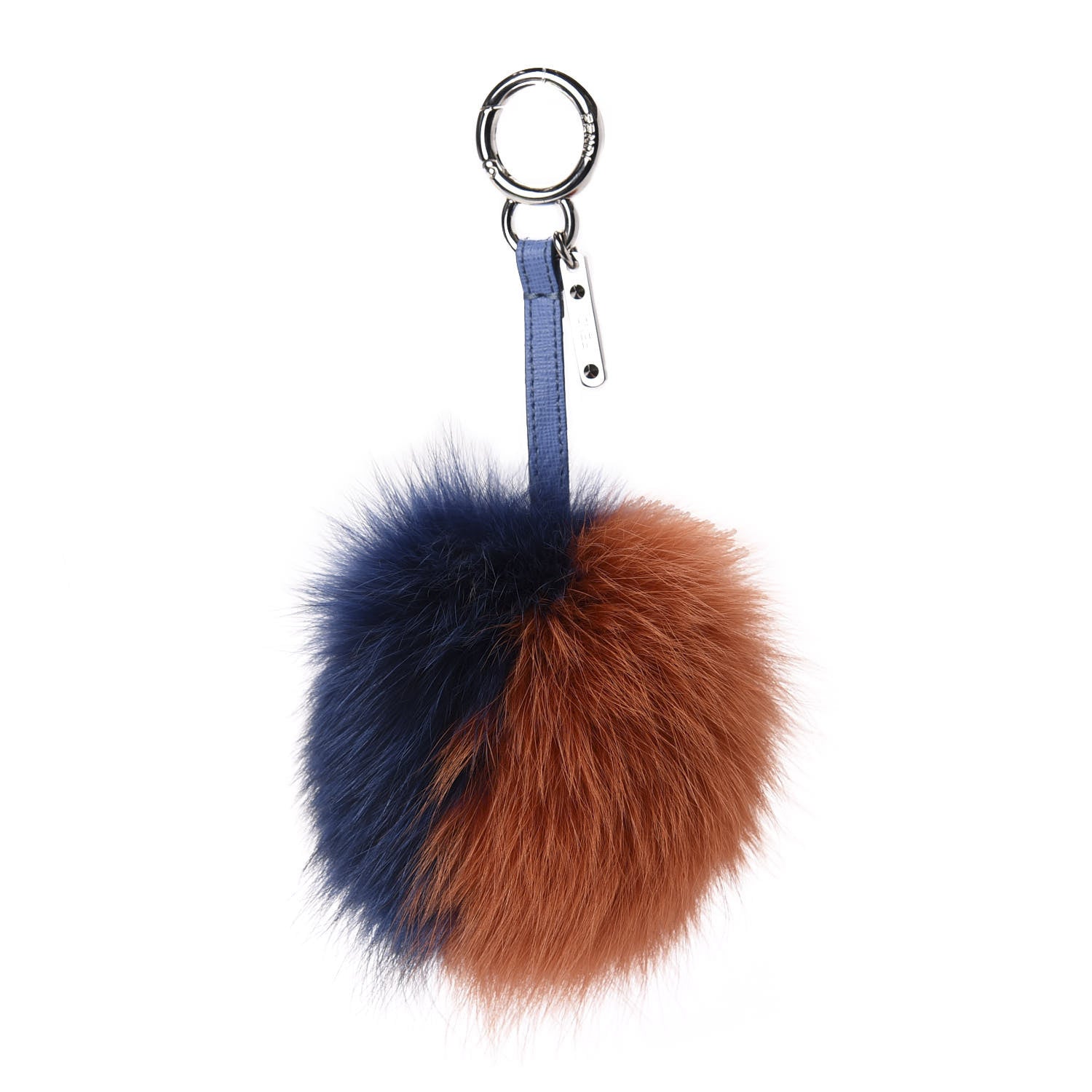 Fendi Fox Fur Pom Pom Bag Charm Blue Orange 1 of 5