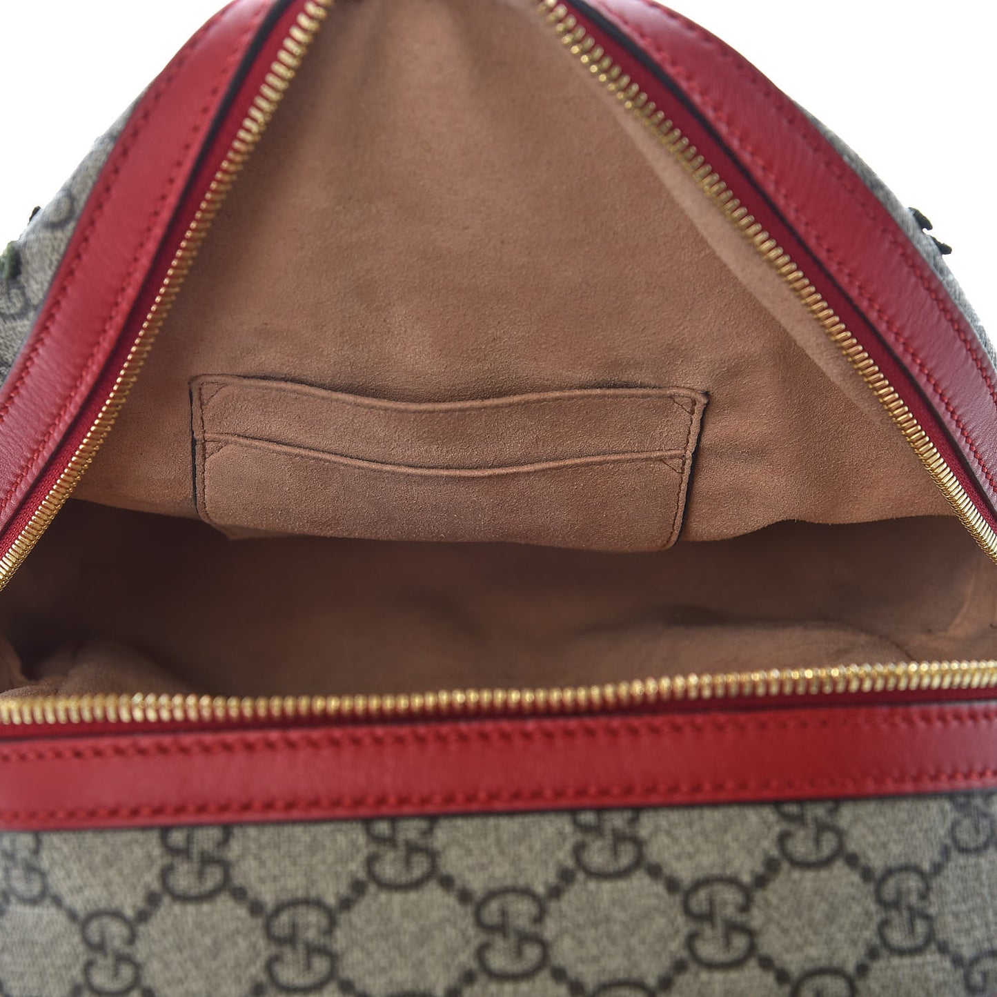 GG Supreme Monogram Web Kingsnake Heart Embroidered Small Day Backpack Red