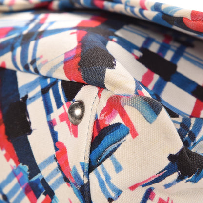 Chanel Canvas Printed XXL Travel Flap Bag White Blue Red Black 14 of 15
