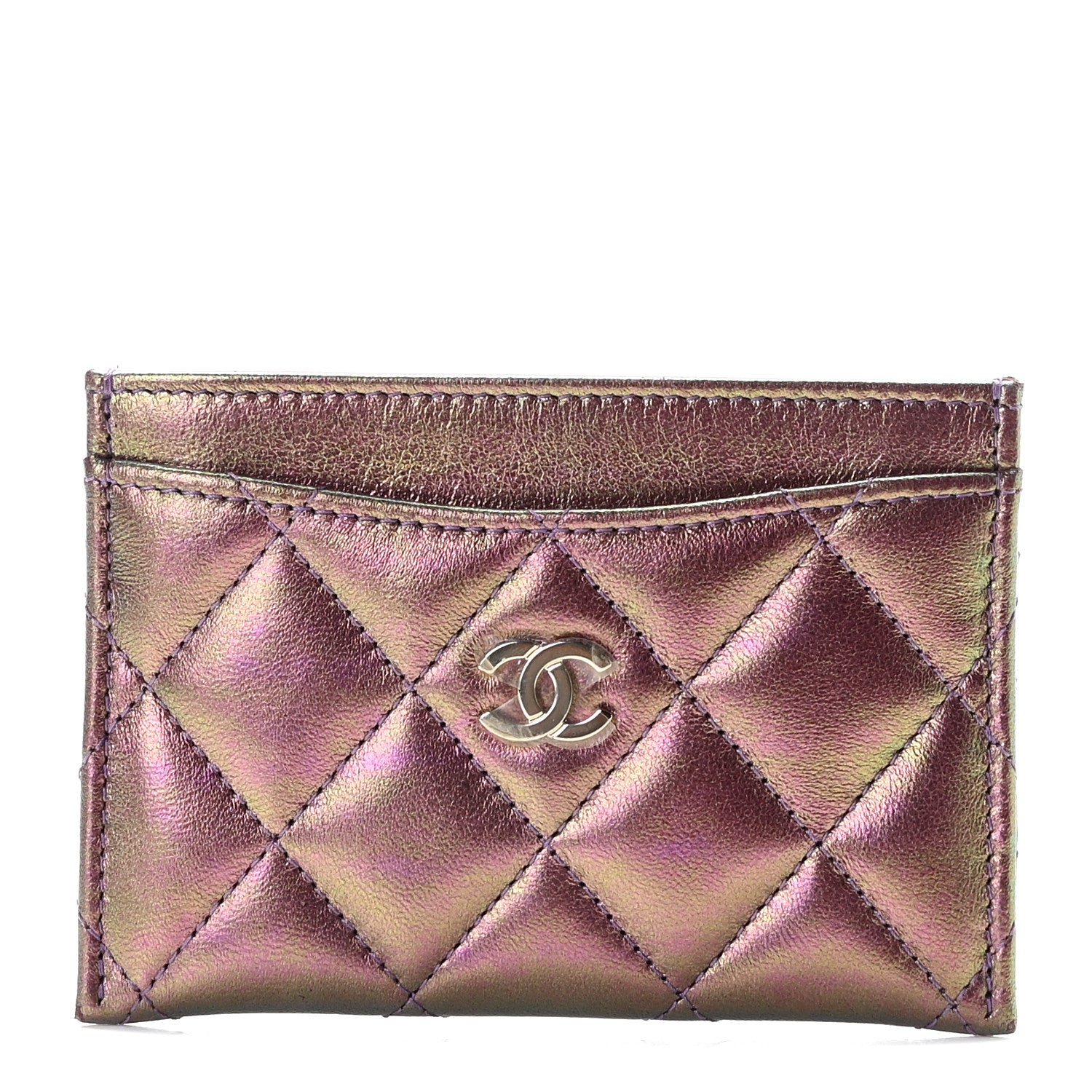 Chanel Iridescent Lambskin Quilted Card Holder Purple 1 of 7