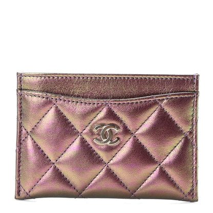 Chanel Iridescent Lambskin Quilted Card Holder Purple 1 of 7