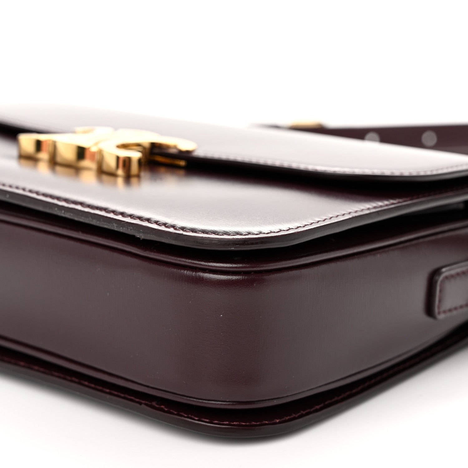Celine Shiny Calfskin Medium Triomphe Burgundy 10 of 12