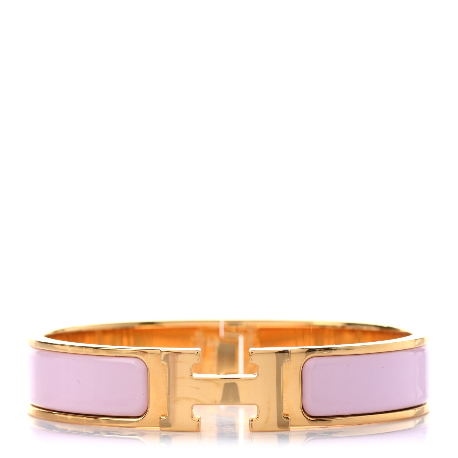 Hermes Enamel Narrow Clic Clac H Bracelet PM Rose Dragee 1 of 4