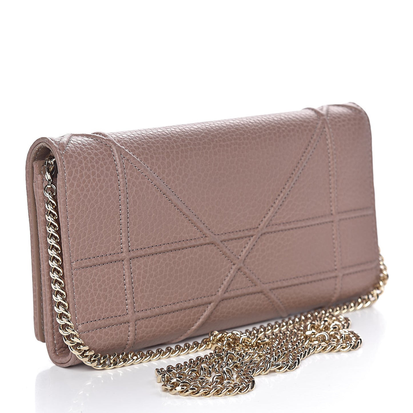 Grained Calfskin Diorama Croisiere Chain Wallet Taupe