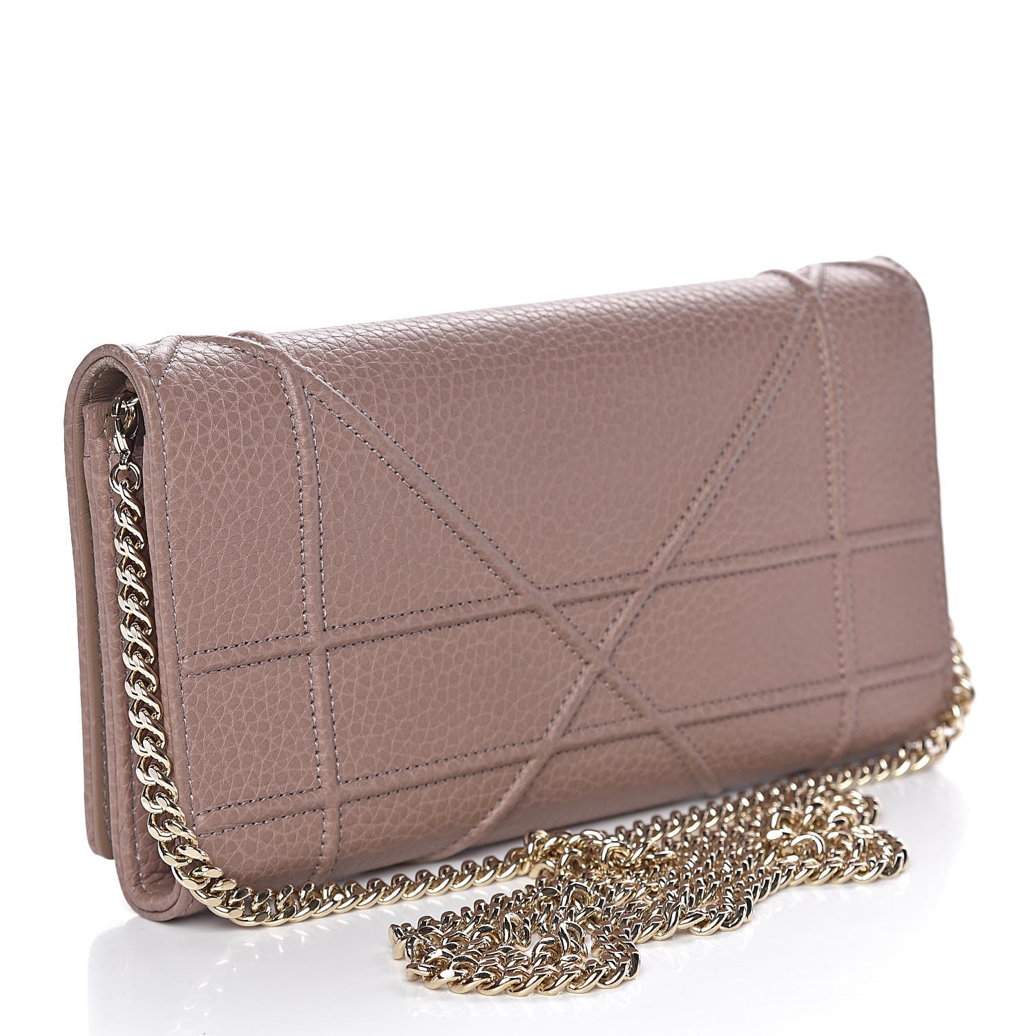 Christian Dior Grained Calfskin Diorama Croisiere Chain Wallet Taupe 3 of 11