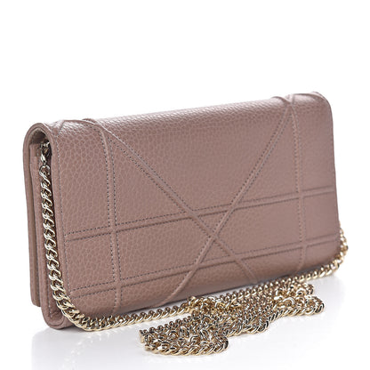 Christian Dior Grained Calfskin Diorama Croisiere Chain Wallet Taupe 3 of 11