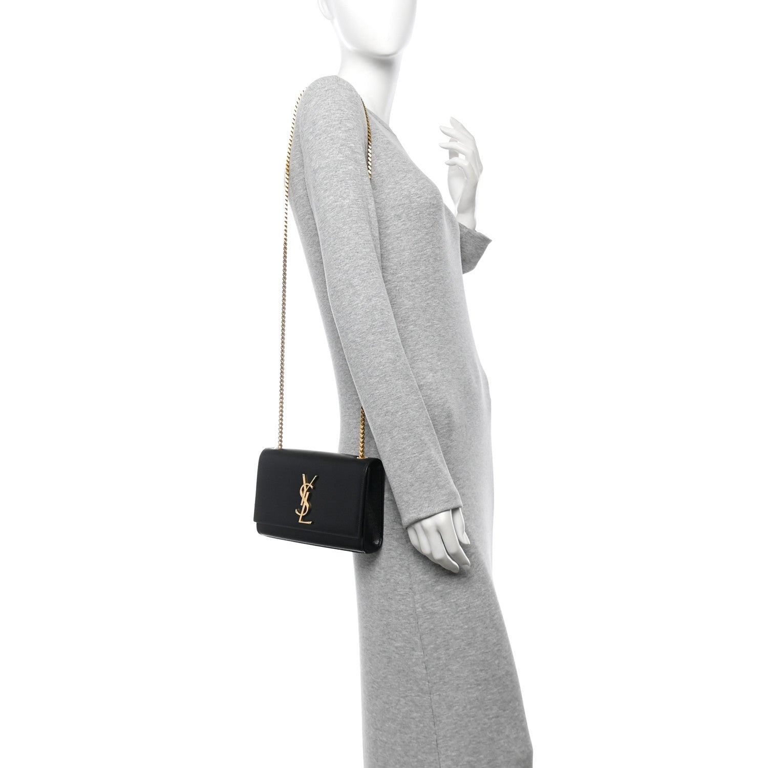 Saint Laurent Grain De Poudre Small Monogram Kate Satchel Black 2 of 11