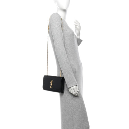 Saint Laurent Grain De Poudre Small Monogram Kate Satchel Black 2 of 11