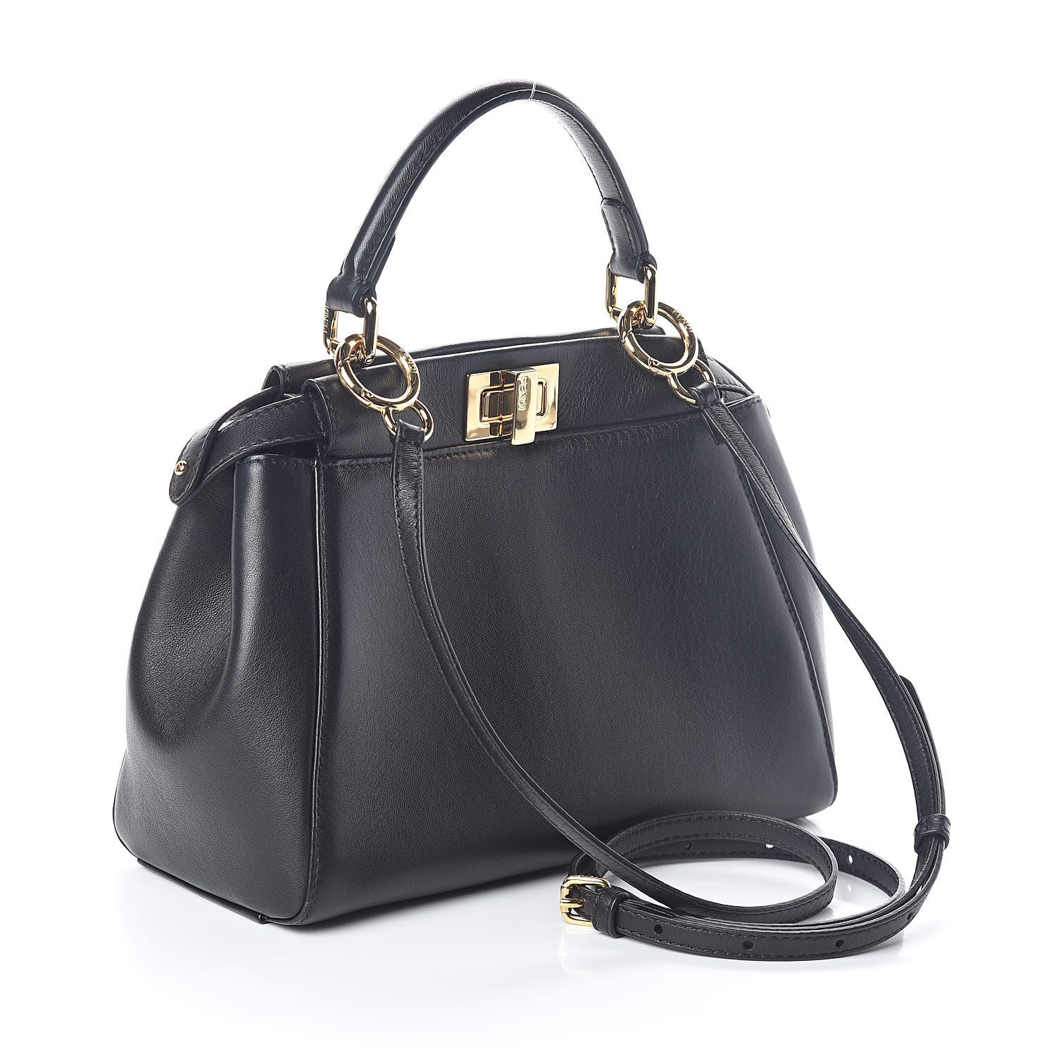 Fendi Nappa Mini Peekaboo Iconic Satchel Black 3 of 10