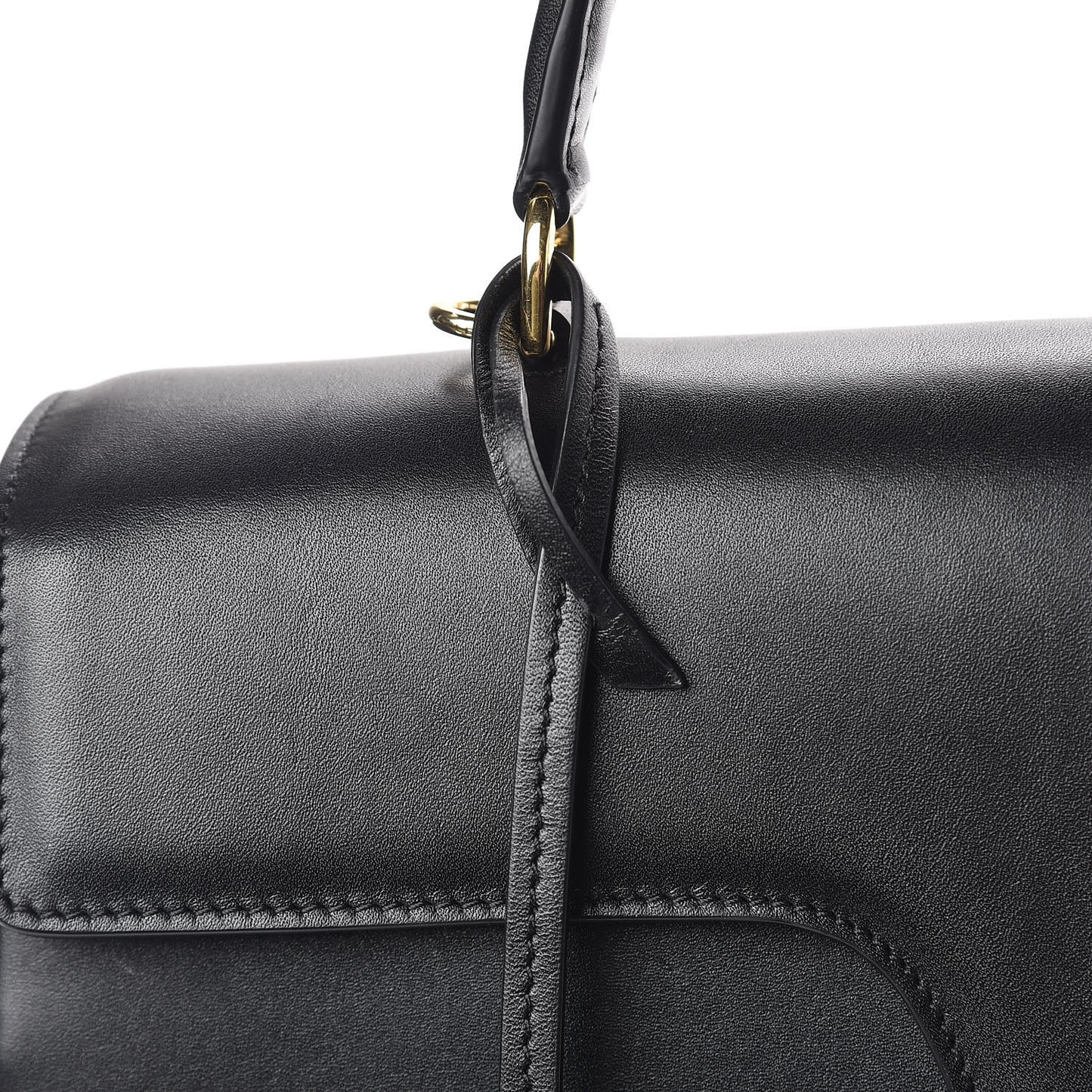 Satinated Calfskin Medium 16 Top Handle Bag Black