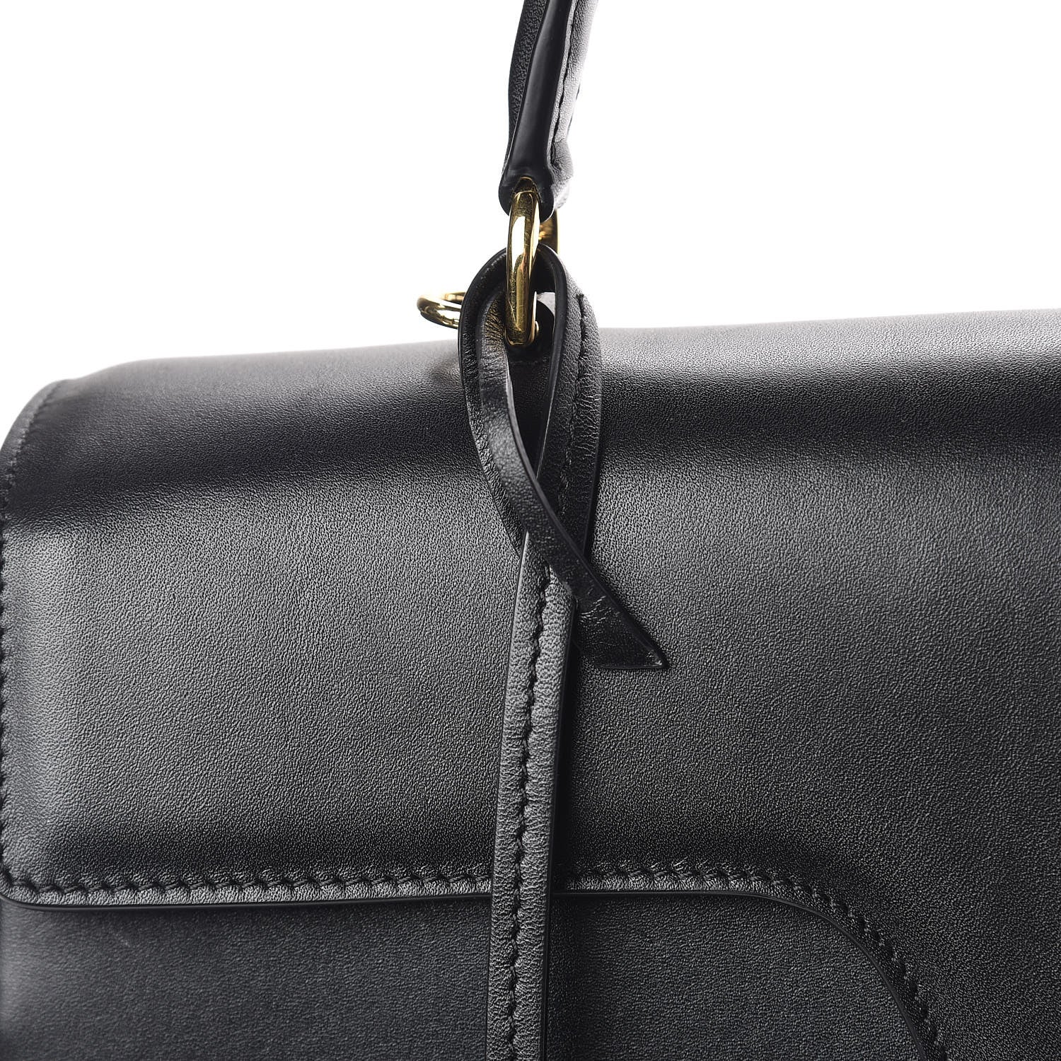 Celine Satinated Calfskin Medium 16 Top Handle Bag Black 14 of 15