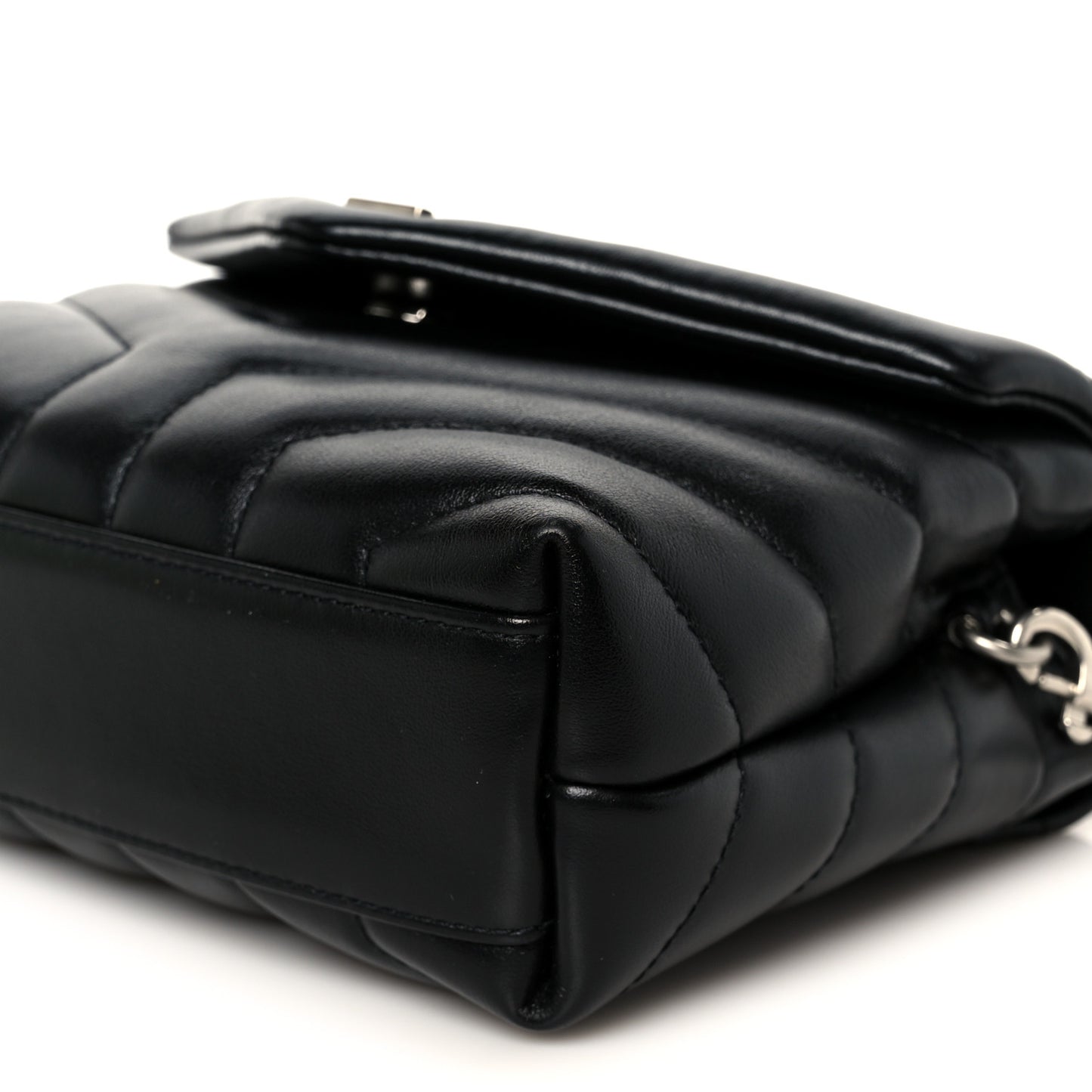 Calfskin Y Quilted Monogram Toy Loulou Crossbody Bag Black