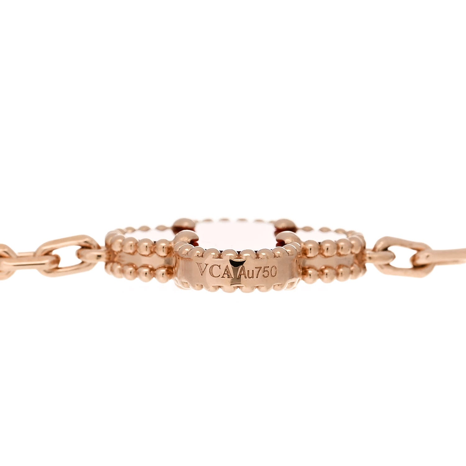 Van Cleef & Arpels 18K Rose Gold Carnelian 5 Motifs Guilloche Vintage Alhambra Bracelet 4 of 5