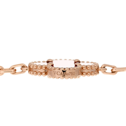 Van Cleef & Arpels 18K Rose Gold Carnelian 5 Motifs Guilloche Vintage Alhambra Bracelet 4 of 5